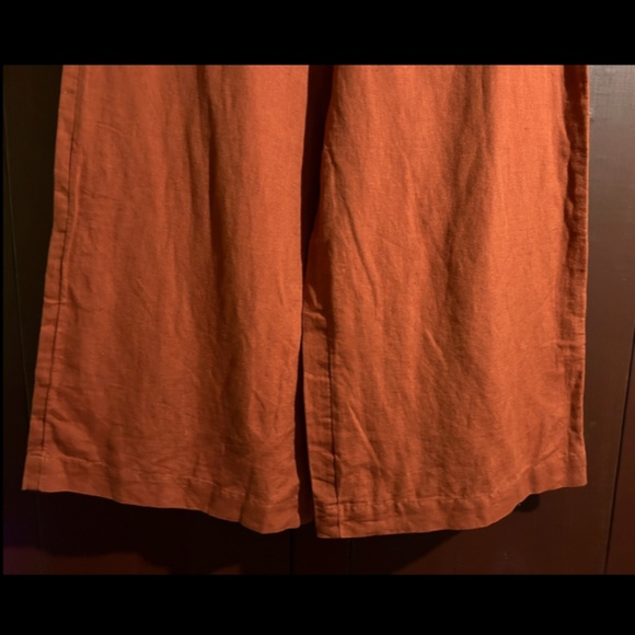 NWOT Urban Outfitters Linen Tie Front Wide Leg Cropped Pants Rust Orange Size M - Picture 6 of 15